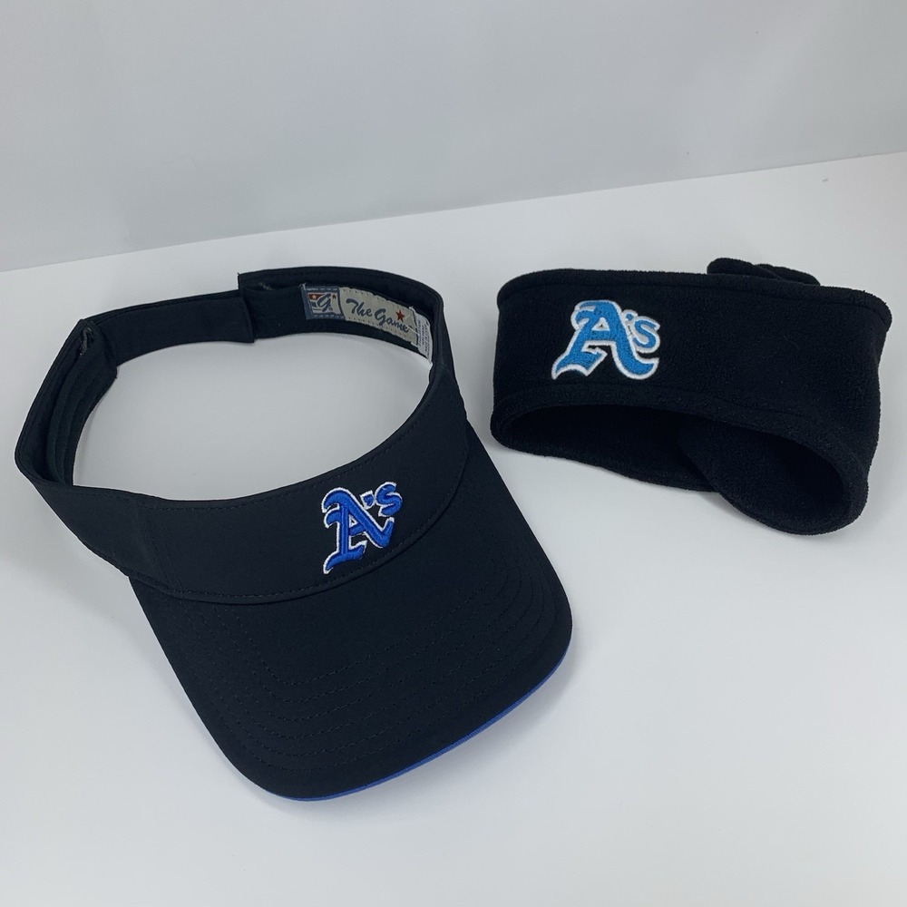 The Game A's OSFM Baseball Visor Hat Cap and Womens Ear Warmer Cover Headband
